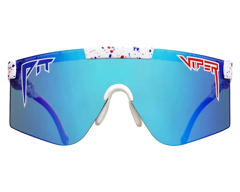 Occhiali da sole Pit Viper blu "The Merika 2000's Polarised" con motivo bianco-blu-rosso.