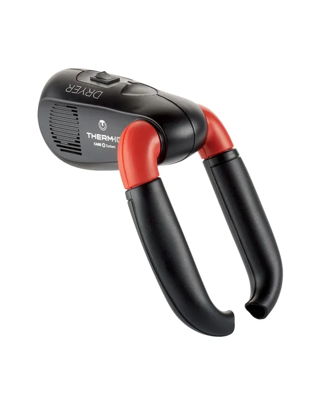 Black Therm-ic Dryer Shoe dryer with red connecting pieces, tubes bent downwards.