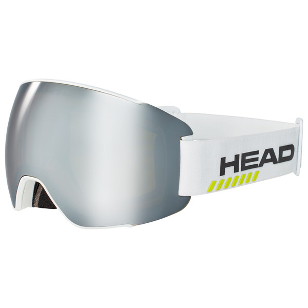 Weiße Head Sentinel Skibrille mit verspiegelter Linse und Logo auf dem Band.