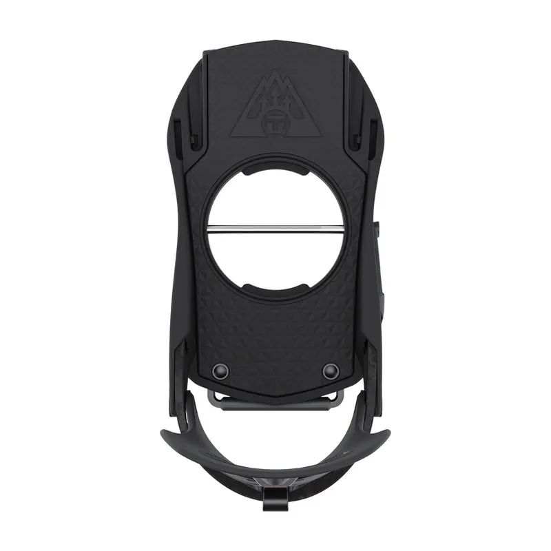 Fixation de splitboard noire Union Explorer FC en gros plan, centrée.