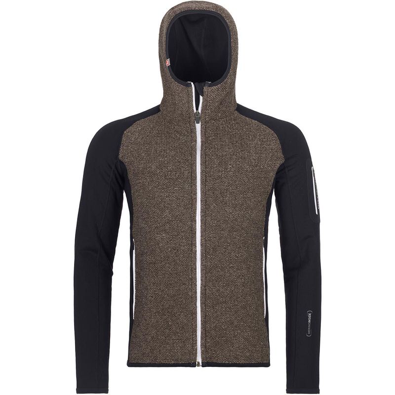 Ortovox Fleece Plus Classic Knit Hoody für Herren mit Kapuze, Reißverschluss und Strickmuster.
