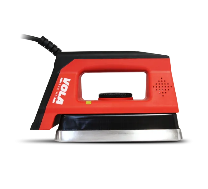 Rotes Digital Iron Wachseisen mit schwarzem Griff und Temperaturregler.