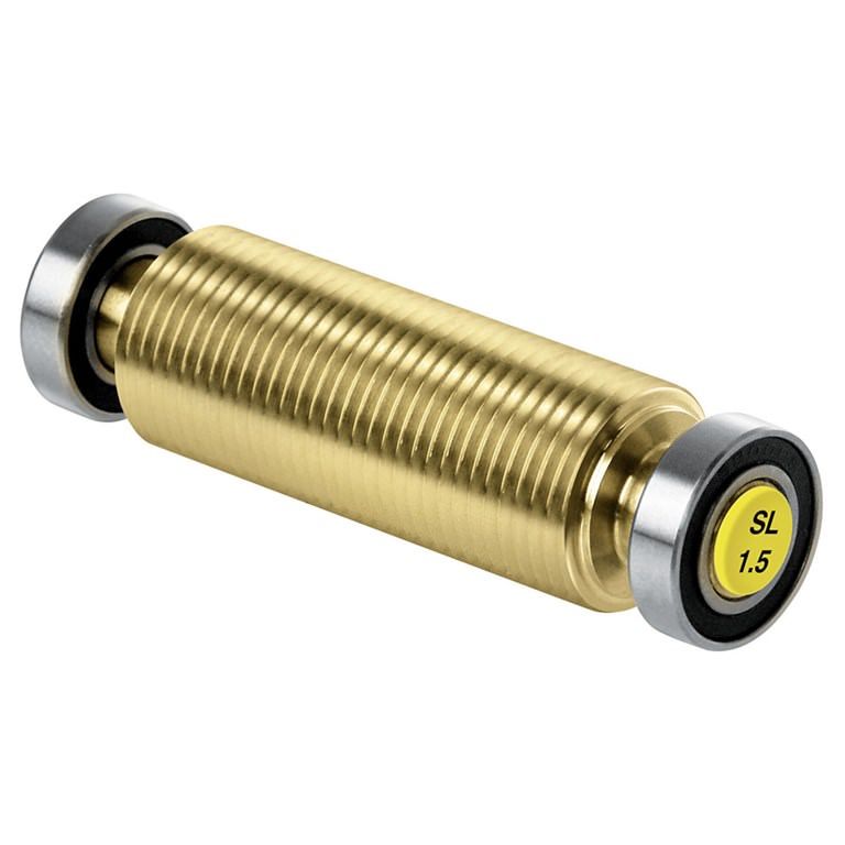 Gelber Toko Structurite Roller 1.5 SL mit grober Struktur und zwei Metall-Lagern an den Enden.