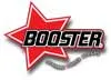 Red star with the word "BOOSTER" on it, with a gray, curved line underneath. Logo.