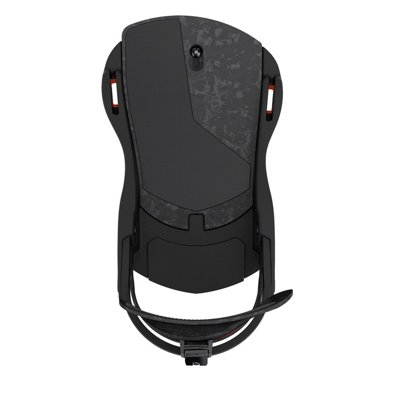 Union Atlas FC Snowboardbindung Draufsicht: Union Atlas FC Forged Snowboardbindung in Schwarz mit Carbon-Optik.