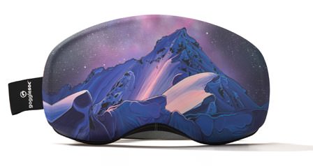 Skibrillen-Schutz, First Descents Pro Soc, mit Berg- und Sternenhimmel-Motiv.