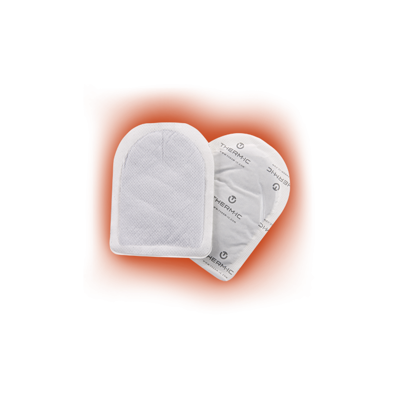 Zwei Fußwärmer Zwei Toe Warmers, eins mit Folie, eins ohne Folie.
