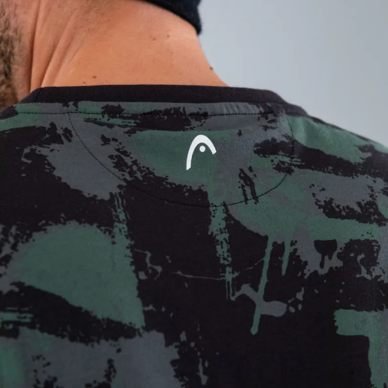 Dettagliata T-shirt Race da uomo, fantasia mimetica in nero e verde, con logo Head.