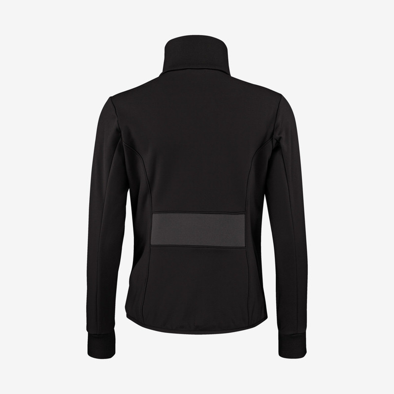 Rückansicht: Schwarzer Head Rebels Carina Midlayer für Damen, mit Stehkragen und dunklem Einsatz.