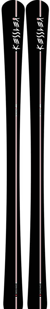 Schwarzes Kessler Phantom S Ski-Paar mit roten Streifen und weißen Logo-Details.