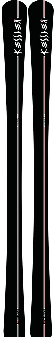 Schwarzes Kessler Phantom S Ski-Paar mit roten Streifen und weißen Logo-Details.