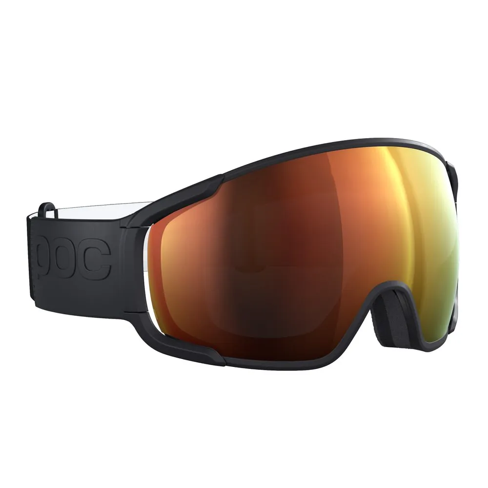Front view of the POC Zonula Clarity ski goggles in Uranium Black with orange lens.
