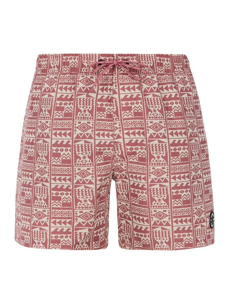 Deco Pink Badeshorts mit ethnisch inspiriertem Muster und Kordelzug.
