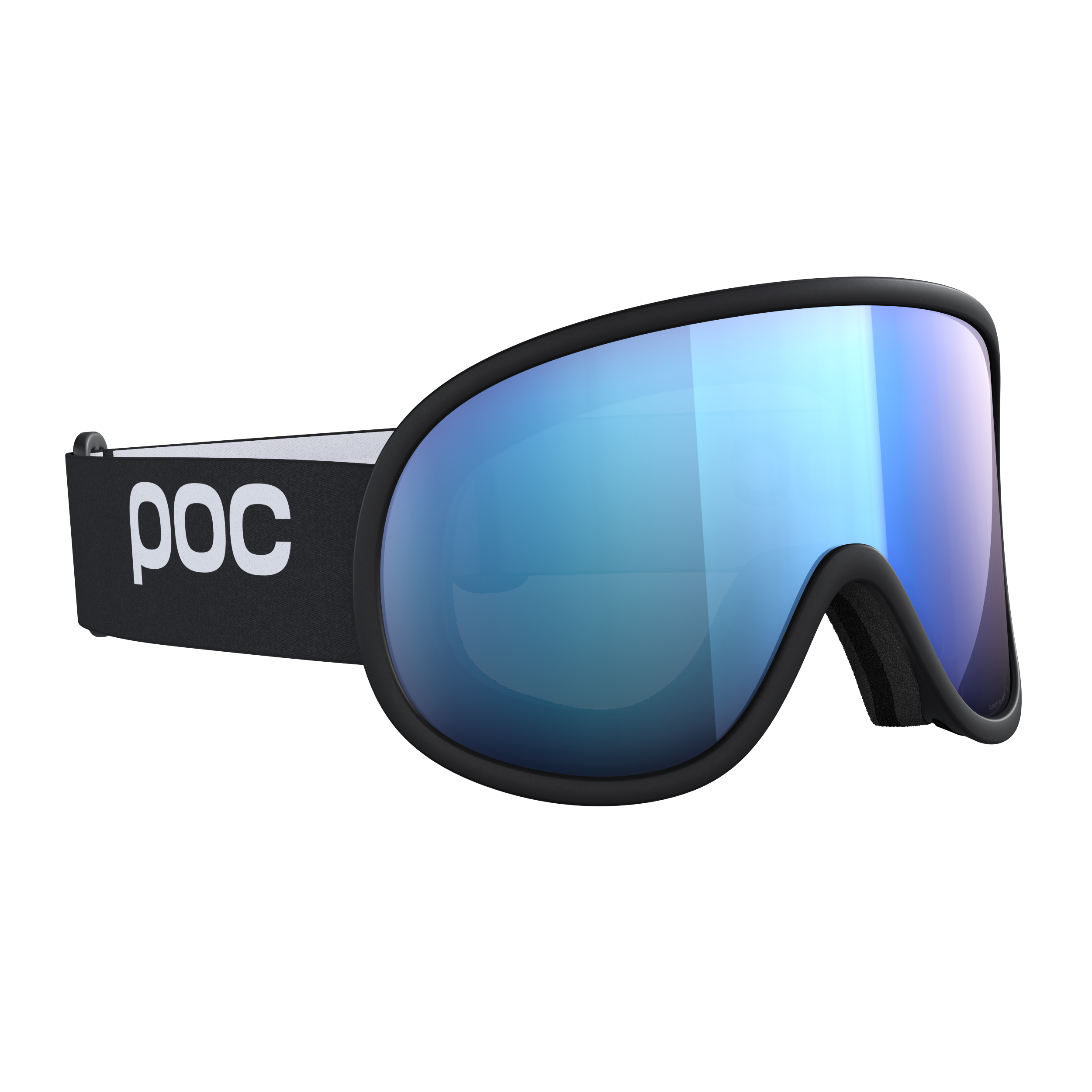 Skibrille POC Retina, schwarzer Rahmen, blau getönte zylindrische Linse.
