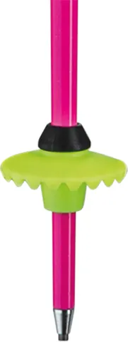 Gros plan sur un bâton de ski de Leki WCR TBS SL 3D Pink, la rondelle est verte et le bâton est rose.
