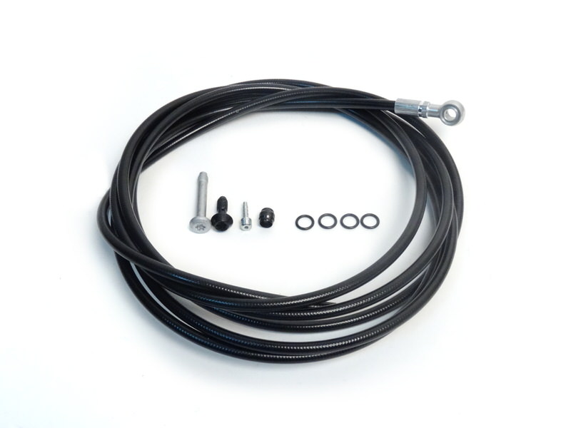 Durite de frein noire Magura, raccord disque 90°, vis, joints et accessoires.