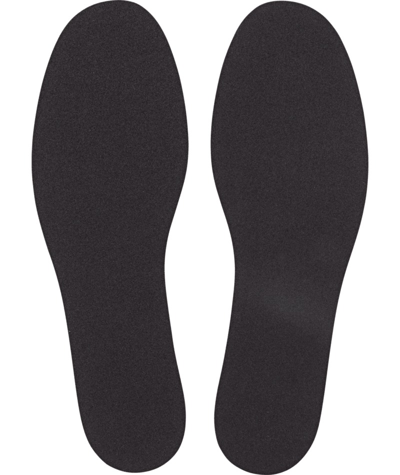 Schwarze Volumen Reduzierer Sohlen, Paar für linken und rechten Fuß, flach. Geeignet für Outdoor Schuhe.