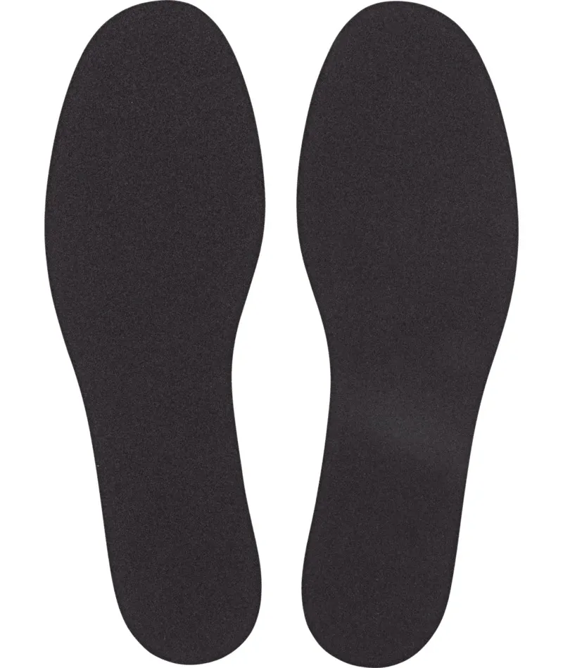 Schwarze Volumen Reduzierer Sohlen, Paar für linken und rechten Fuß, flach. Geeignet für Outdoor Schuhe.