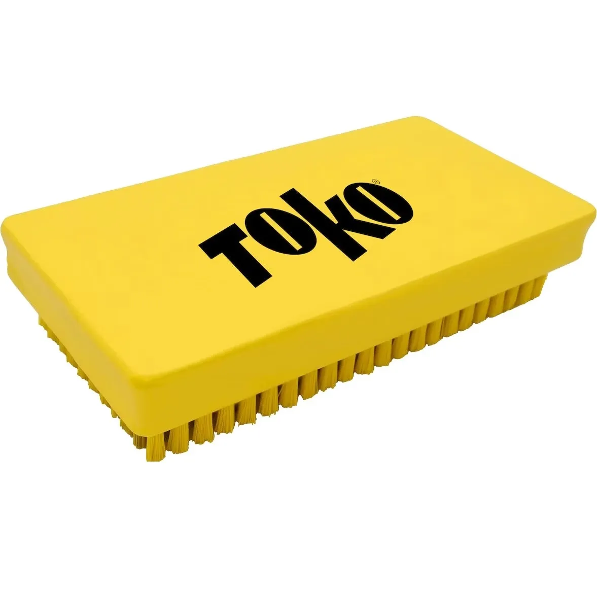 Yellow Toko Base Brush Steel X-Fine with black logo and fine bristles.