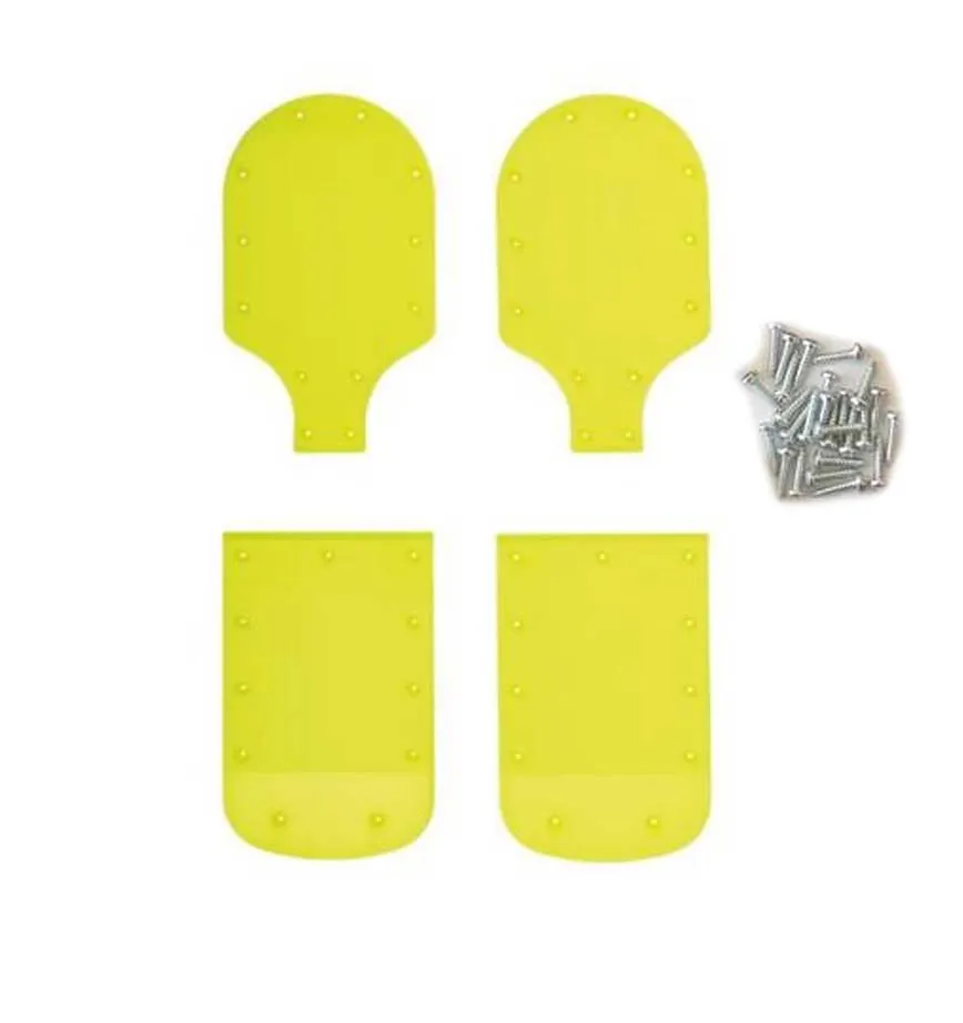 Yellow ski boot sole lifter set, consisting of four soles and screws for Head Raptor ski boots.