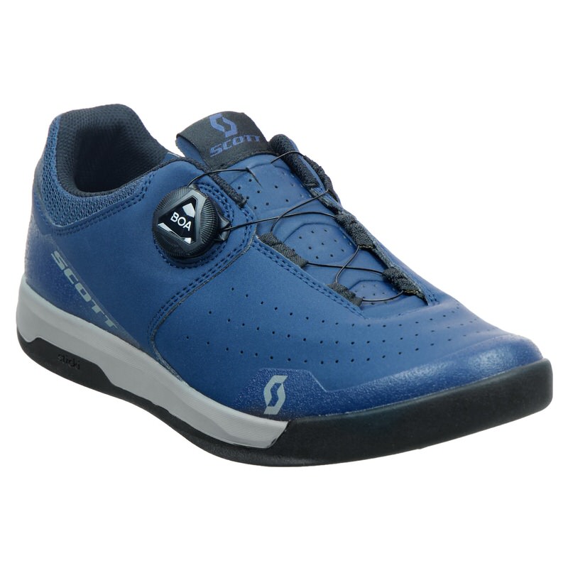 Chaussure de vélo bleue et noire Scott Sport Volt avec fermeture BOA.