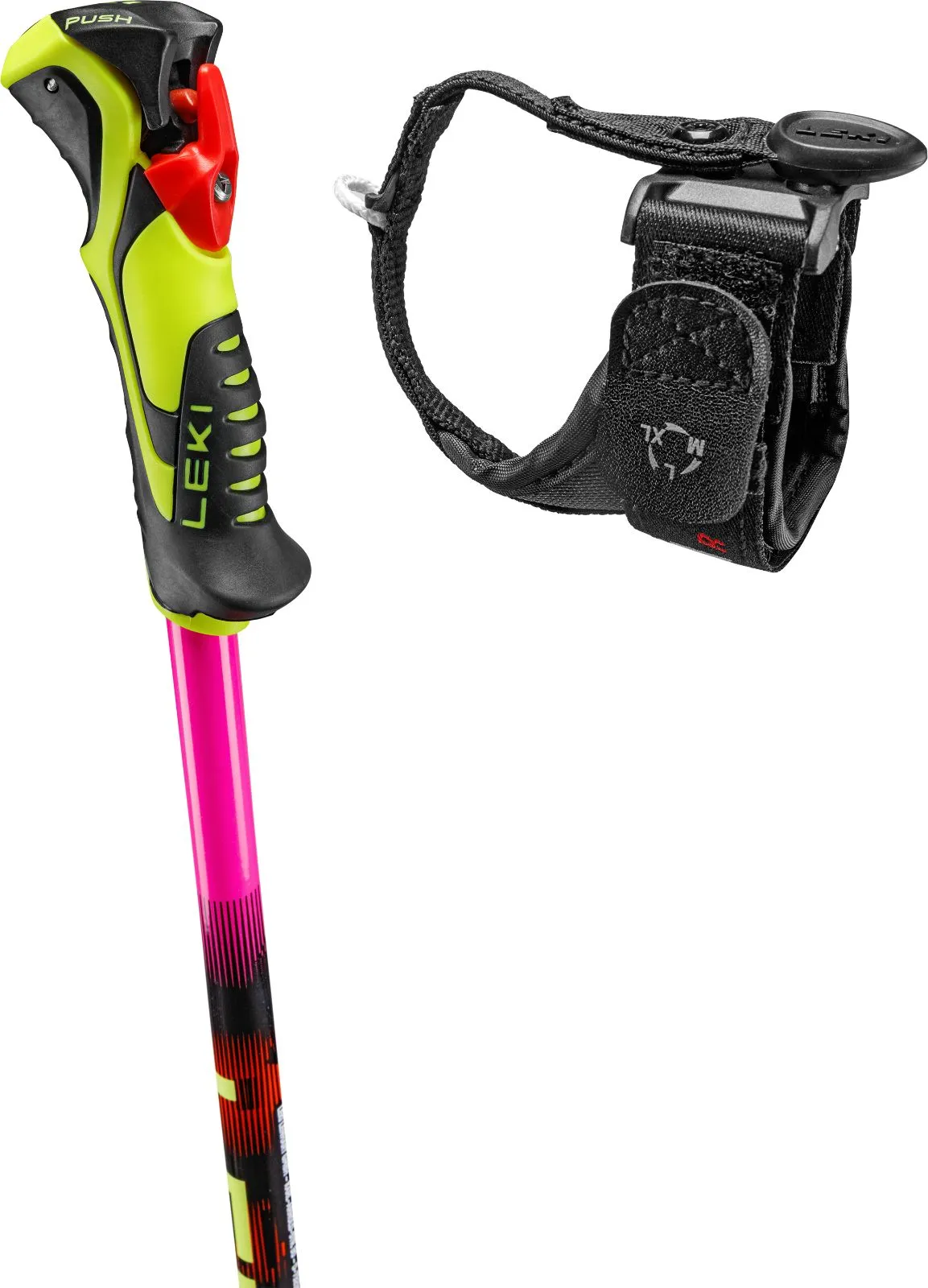 LEKI WCR Evo Lite SL TR Junior Slalom Skistöcke Neonpink-Orange-Yellow Ansicht 3