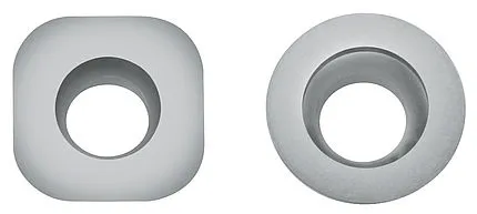 Zwei graue Toko Ersatzmesser für Sidewall Planer: viereckig mit Radius 3 und rund mit Radius 6,5.