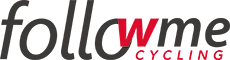 FollowMe CYCLING" logo. "follow" and "me" are in gray, the "w" and "CYCLING" in red.