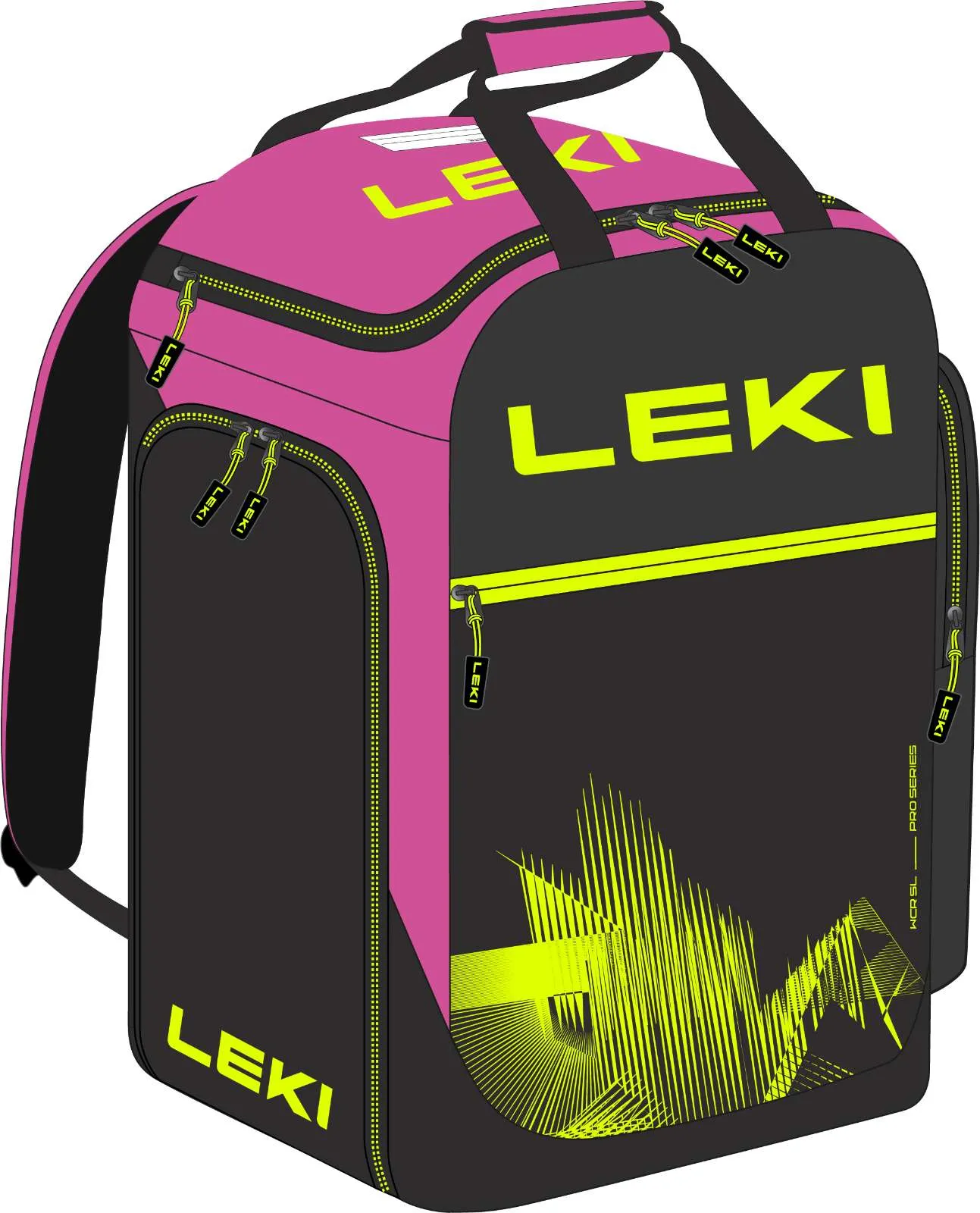LEKI Skiboot Bag WCR 60L Pink-Black-Yellow
