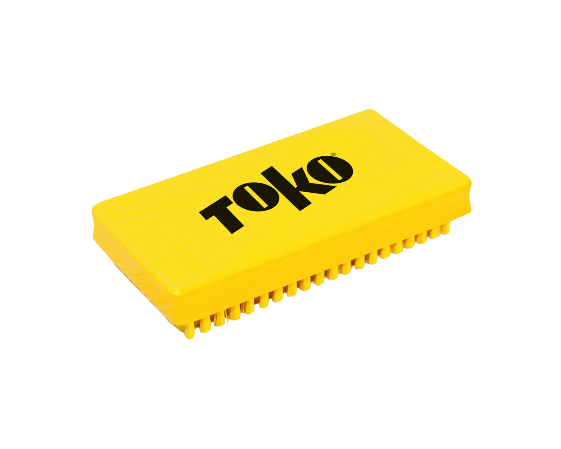 Brosse à polir jaune Toko avec logo noir sur le manche et poils jaunes.