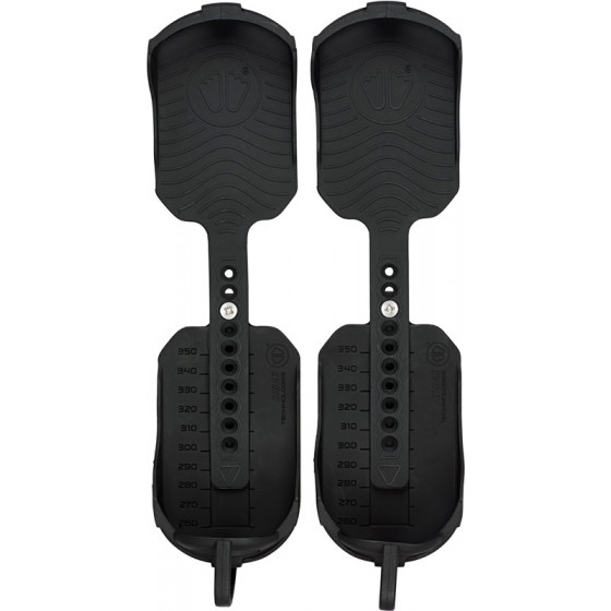 Schwarze Sidas Skiboot-Sohlen Zwei schwarze Sidas Skiboot Traction Sohlen mit Größenangaben, zur sicheren Verwendung mit Skischuhen.