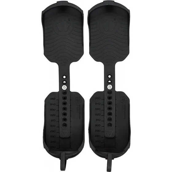 Two black Sidas Skiboot Traction soles with size information, for safe use with ski boots.