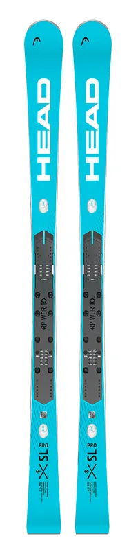 Türkisblaue Head WCR Rebel E-SL PRO Ski mit montierter Freeflex 14 Bindung, von oben fotografiert.