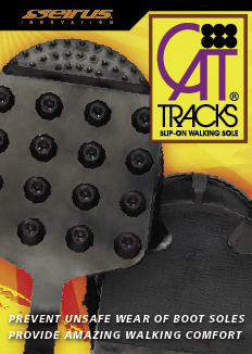 Verpackung der Cat Tracks Black Skischuh-Sohlen mit Skischuh und Produktlogo.