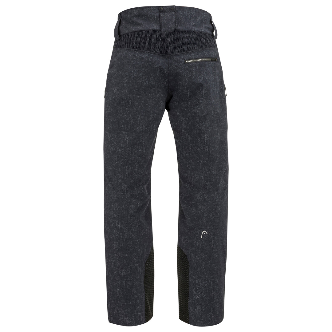 Dunkelgraue Head Rebels Herren Hose von hinten mit Reißverschlusstasche und dunklen Stoffeinsätzen am Beinabschluss.