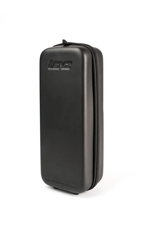Black, elongated hard case from Lenz with zipper and small carrying handle.