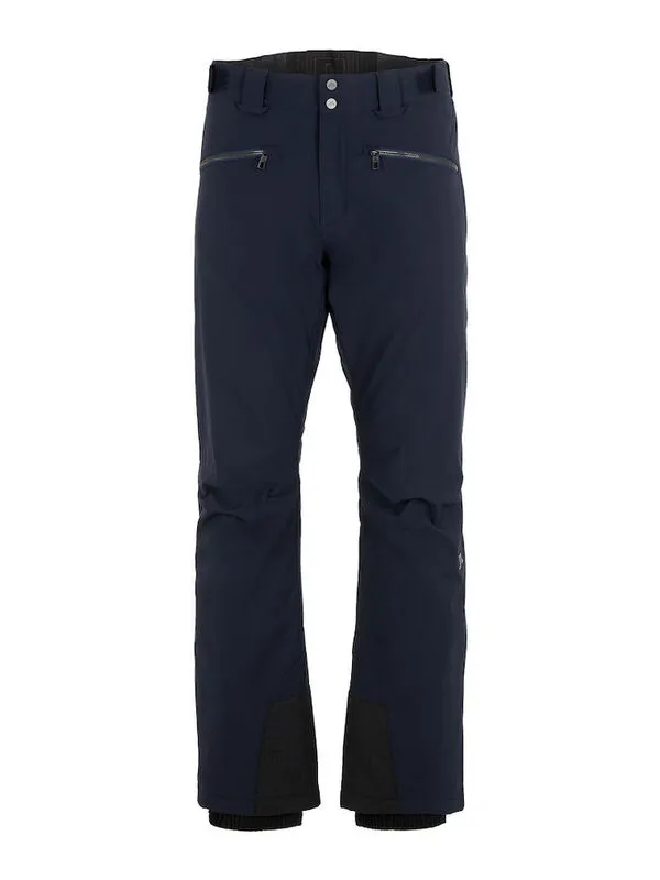 Pantaloni da sci J.Lindeberg Truuli blu navy da uomo, vista frontale, con tasche con zip e polsini rinforzati.