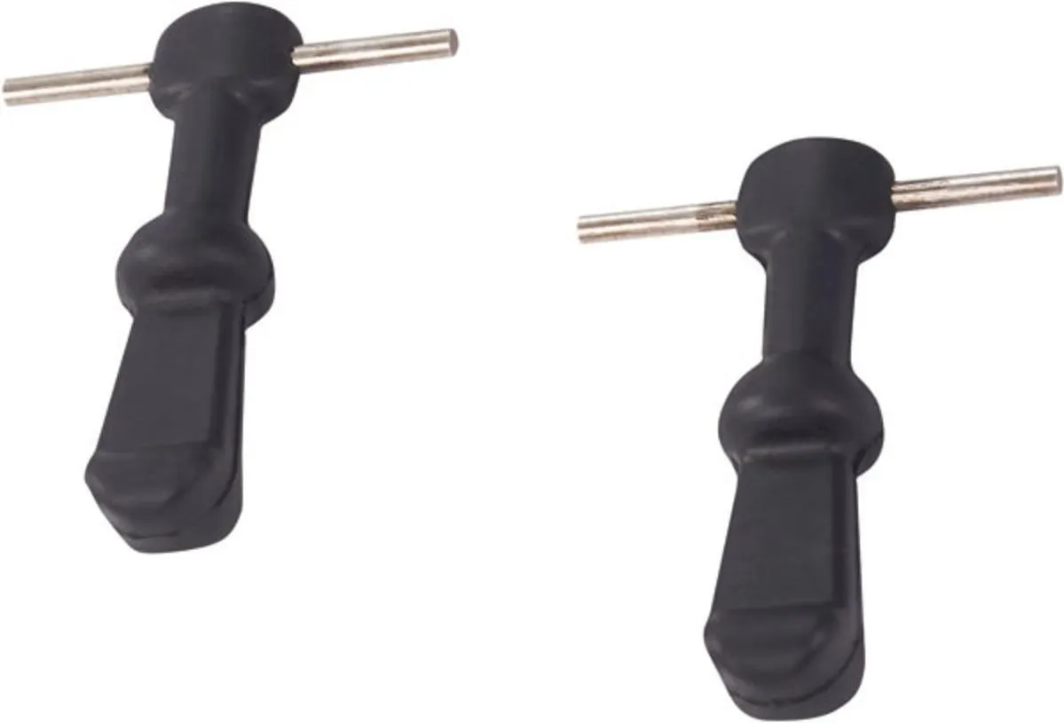 Two black Speedskin Fix long rubber tensioners with silver pins for fixing skins when ski touring.