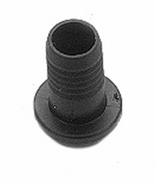 Runder schwarzer Sockel Schwarzes Kunststoffteil mit rundem, geripptem Hals und flachem, kreisförmigem Sockel.