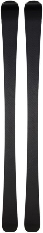 Rossignol Nova 8 CA Skis Deux Rossignol Nova 8 CA Skis, gris foncé, sont placés parallèlement l'un à côté de l'autre sur un fond blanc.