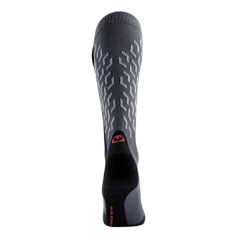 Graue Thermic Ultra Warm Performance Socke von hinten mit Muster und Logo.
