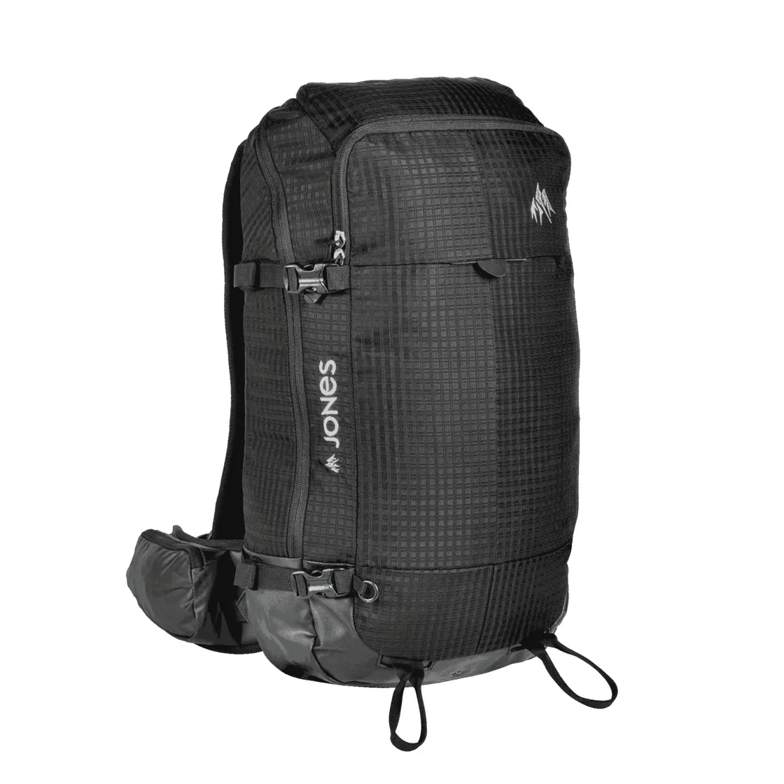 Zaino nero Jones DSCNT 25L in bella vista con dettagli come cinghie, logo e tasche.