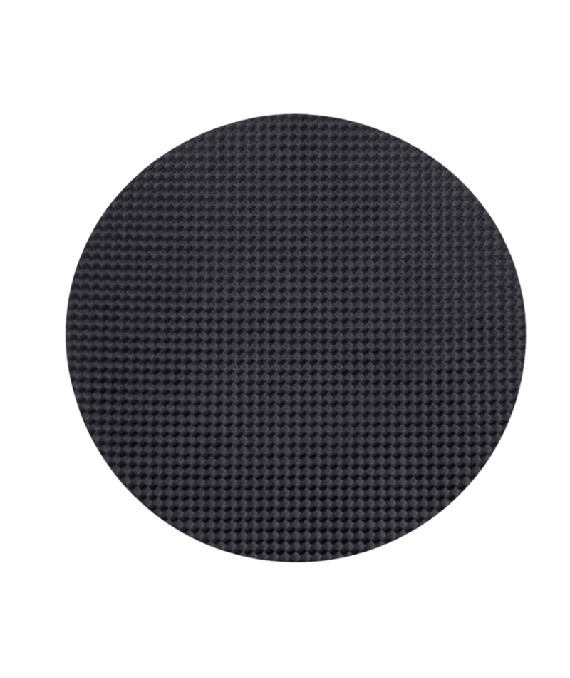 Dunkelgrauer, runder Sidas IPS Donut Cover mit feiner, reliefartiger Oberflächenstruktur.