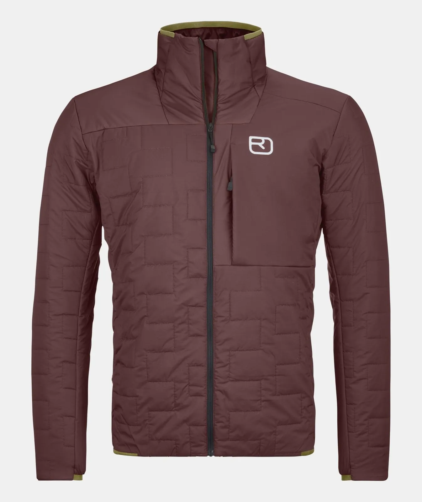 Winetasting Swisswool Piz Segnas jacket with zipper and white logo on the chest.