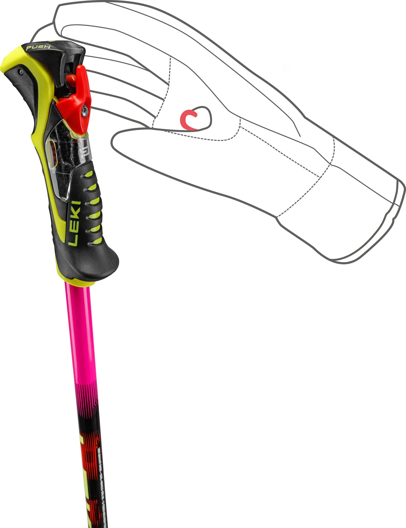 LEKI Venom SL TR Slalom Skistöcke Neonpink - Neonorange - Neonyellow trigger system