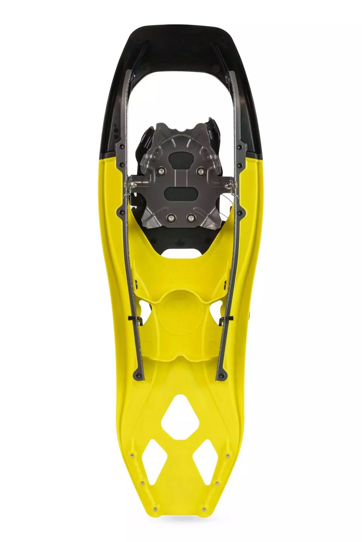 Racchette da neve Tubbs Flex VRT 25 gialle dall'alto, con attacco e telaio neri.