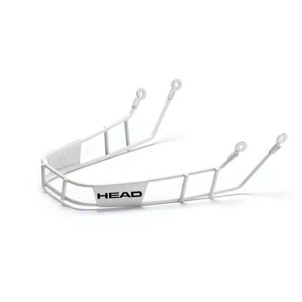 White Chinguard Race White Head Stivot Race Chinguard with fastening straps.