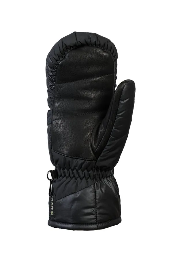 Guanto invernale in piuma d'oca nera Snowlife Lady Anne GTX. Motivo trapuntato sulla parte superiore, dettagli in pelle.