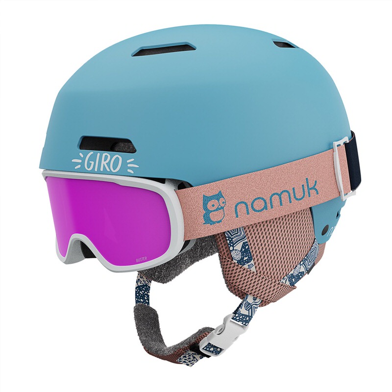 Blauer Giro Crüe Mips FS Combo Helm mit rosa Namuk Brille.