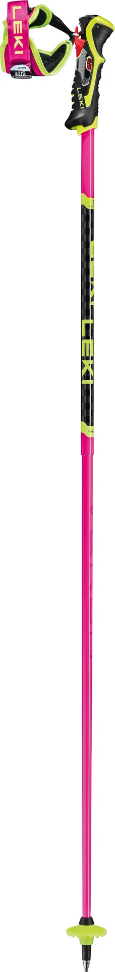 Pinker Venom SL 3D Skistock mit gelben Akzenten und schwarzem Griff, präsentiert für den Online-Shop.